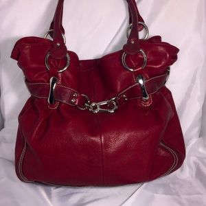 B. Makowsky Burgundy leather silver hobo bag